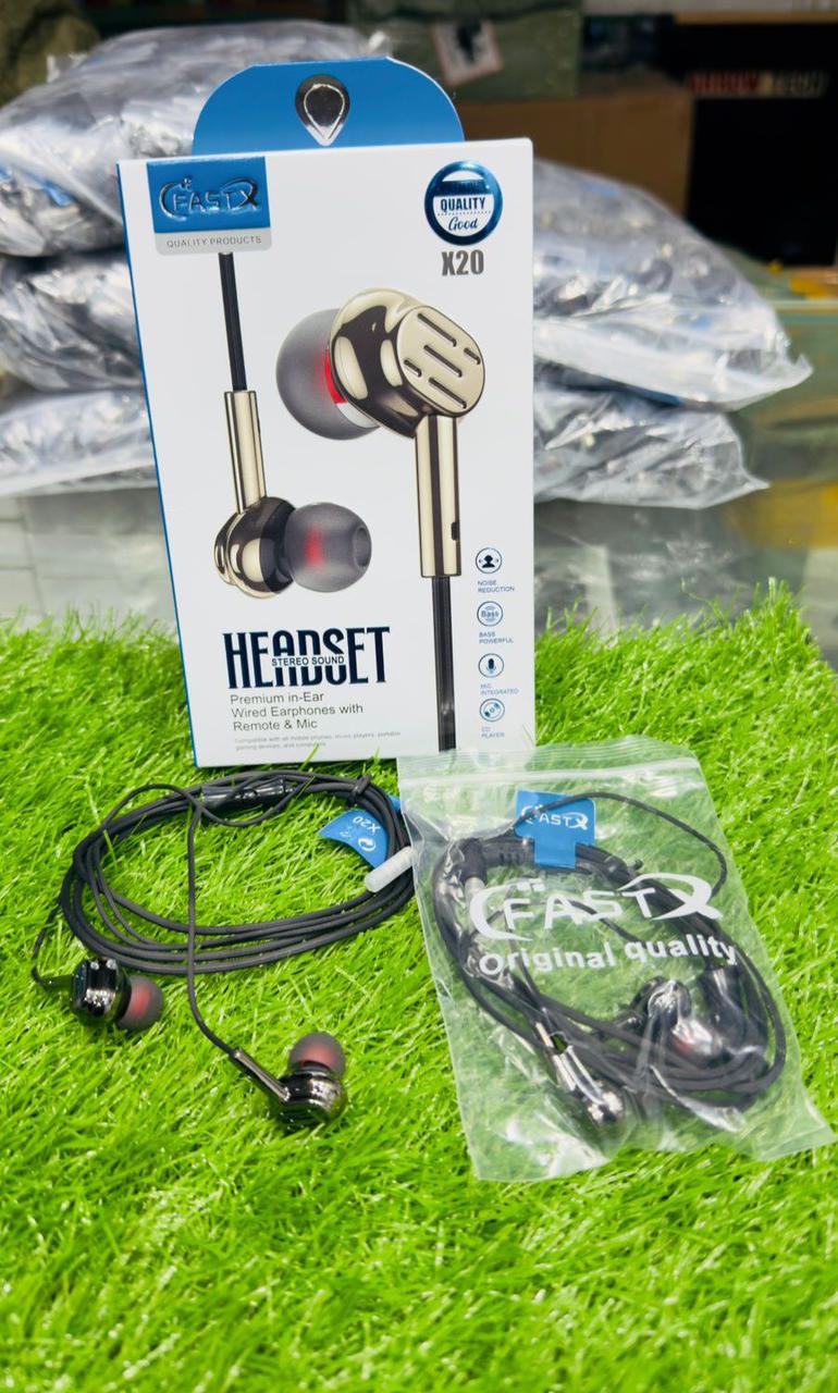 FASTX X20 Stereo Sound Wired Earphones with Mic