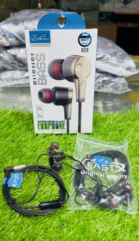 FASTX X24 Extended Bass In-Ear Headphones with Mic